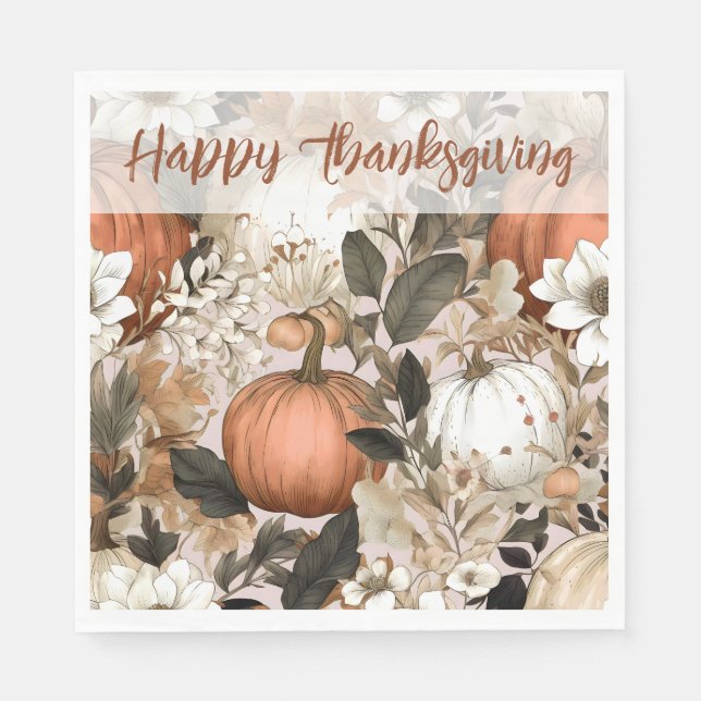 Happy Thanksgiving pumpkins Napkins (Front)