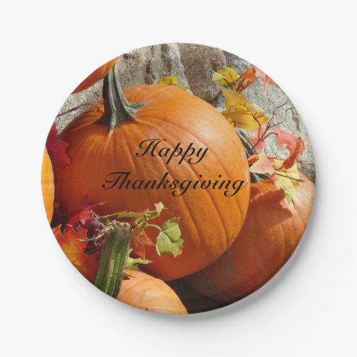 Happy Thanksgiving Pumpkins Paper Plate