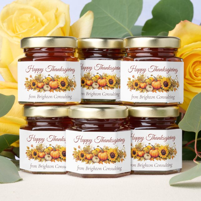 Happy Thanksgiving Pumpkins Personalized Party Honey Jar Favors (Insitu)