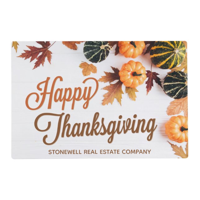 Happy Thanksgiving Pumpkins Personalized Party Placemat (Front)