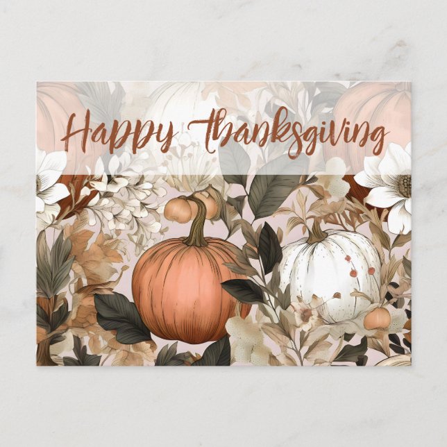 Happy Thanksgiving pumpkins Postcard (Front)
