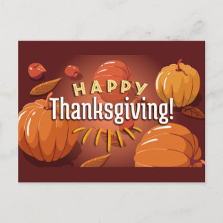 HAPPY THANKSGIVING PUMPKINS POSTCARD