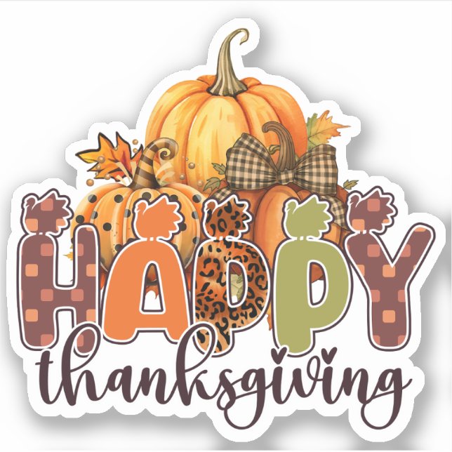 Happy Thanksgiving Pumpkins Sticker (Front)