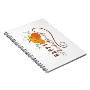 Happy Thanksgiving Pumpkins & Text Design Notebook