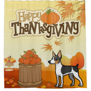Happy Thanksgiving Rat Terrier Shower Curtain