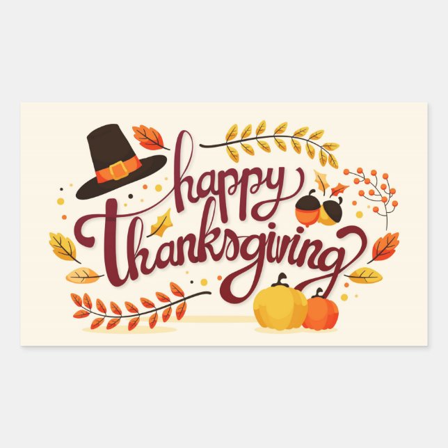 Happy Thanksgiving  Rectangular Sticker (Front)