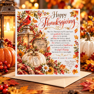 Happy Thanksgiving Red Cardinal Card