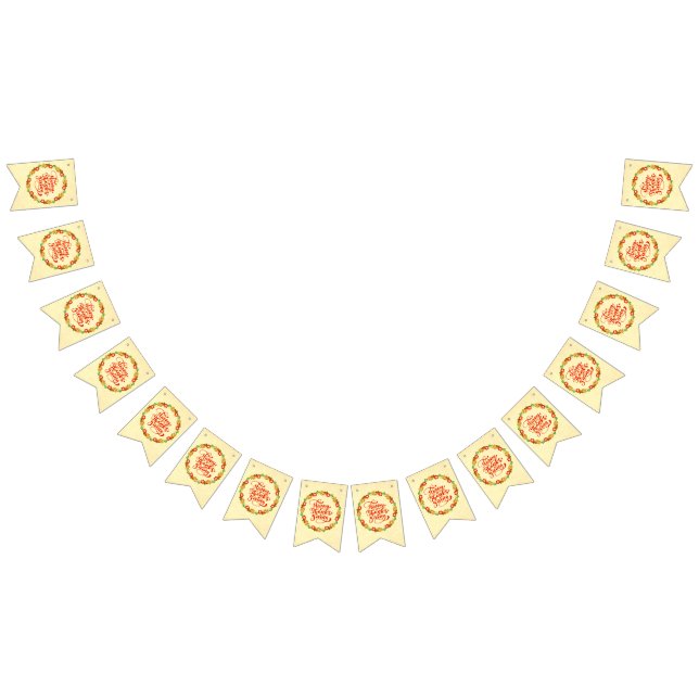 Happy Thanksgiving Red Gold Wreath Bunting Flags (All)