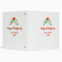 Happy Thanksgiving red green leaves cherry name ye