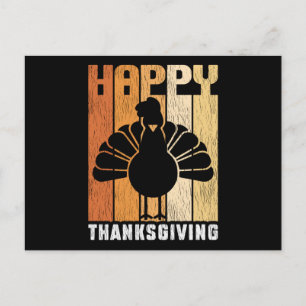 Happy Thanksgiving Retro Stripes Turkey Holiday Postcard