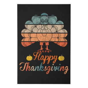 Happy Thanksgiving Retro Sunset Turkey Vintage Faux Canvas Print