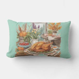 Happy Thanksgiving, Roasted Turkey Lumbar Pillow