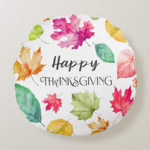 Happy Thanksgiving Round Pillow