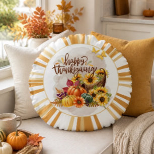 Happy Thanksgiving Round Pillow