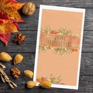 Happy Thanksgiving Rustic Autumn Leaves