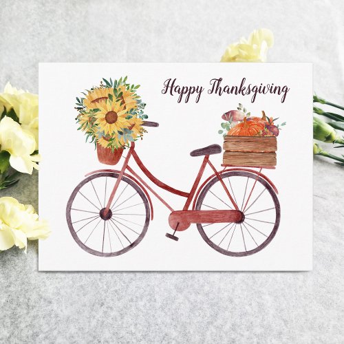 Happy Thanksgiving Rustic Bicycle  Postcard