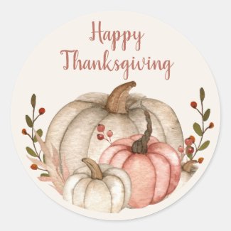 Happy Thanksgiving Rustic Boho White Pumpkin