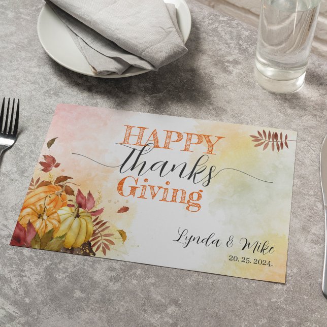 Happy Thanksgiving, Rustic Fall Pumpkins Placemat (Creator Uploaded)