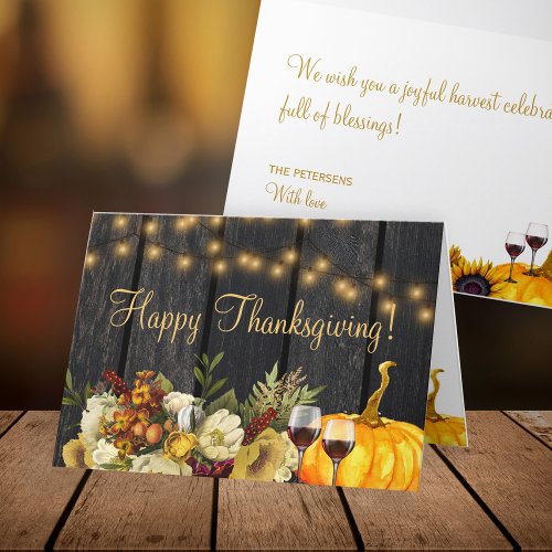 Happy Thanksgiving rustic harvest Thanksgiving Holiday Card
