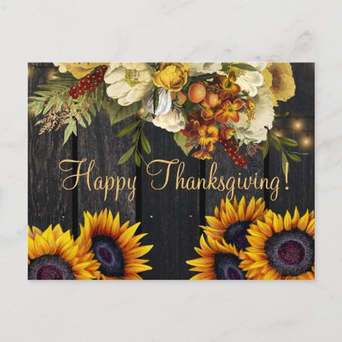Happy Thanksgiving rustic harvest Thanksgiving Holiday Postcard
