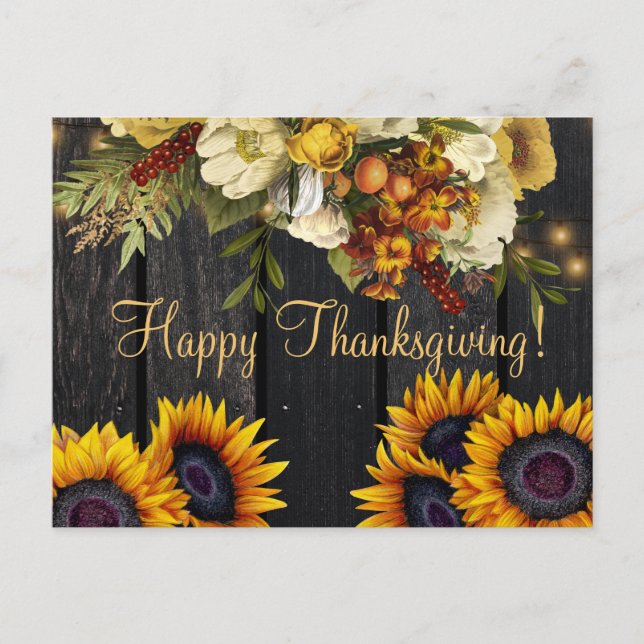 Happy Thanksgiving rustic harvest Thanksgiving Holiday Postcard (Front)