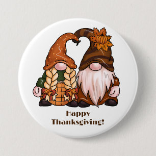 Happy Thanksgiving Scandinavian Gnomes Button