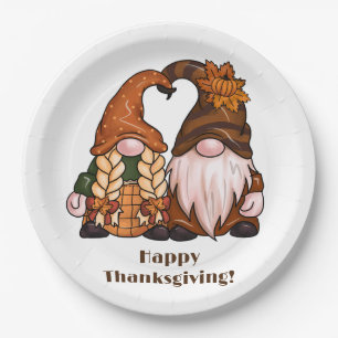 Happy Thanksgiving Scandinavian Gnomes Paper Plates