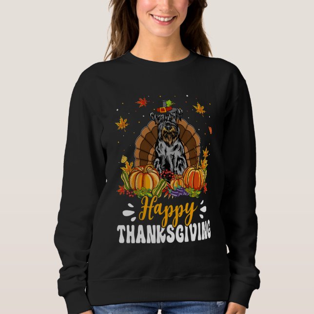 Happy Thanksgiving Schnauzer Dog Turkey Pumpkin Sweatshirt (Front)