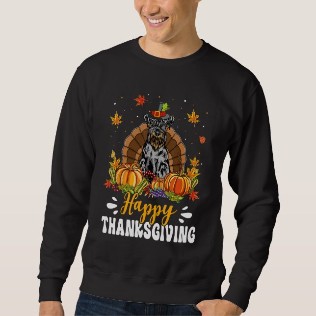 Happy Thanksgiving Schnauzer Dog Turkey Pumpkin Sweatshirt (Front)