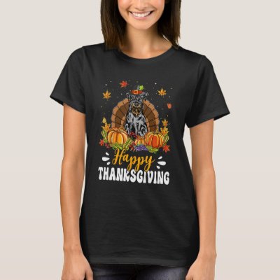 Happy Thanksgiving Schnauzer Dog Turkey Pumpkin T-Shirt
