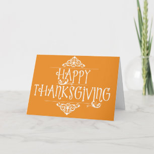 Happy Thanksgiving Script Orange Holiday Card