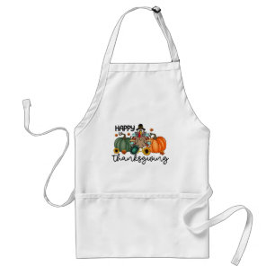 Happy Thanksgiving Shirt   Fall Holiday Turkey Day Adult Apron