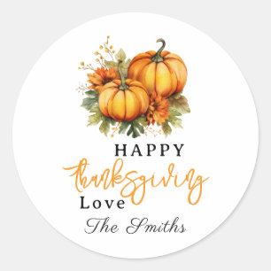 Happy Thanksgiving Shirt Fall Holiday Turkey Day Classic Round Sticker