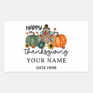 Happy Thanksgiving Shirt Fall Holiday Turkey Day Rectangular Sticker
