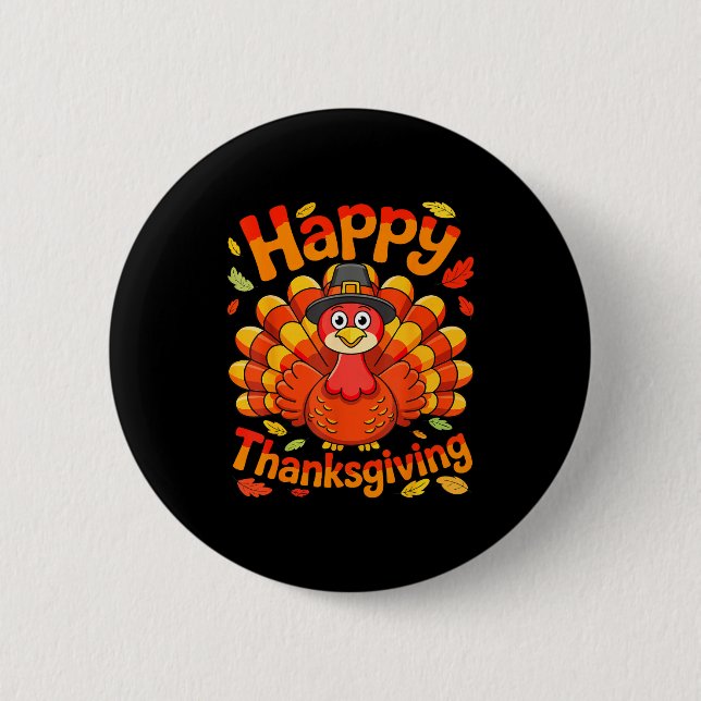Happy Thanksgiving Shirt Men Women Kids Family Tur Button (Front)