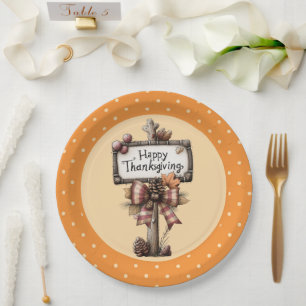 Happy Thanksgiving Sign  Paper Plates