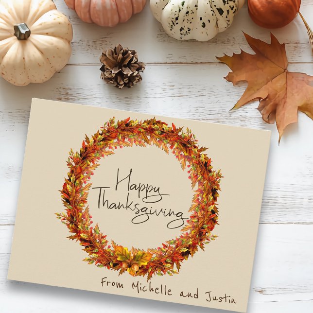 Happy Thanksgiving Simple Autumn Leaf Custom Postcard (Creator Uploaded)