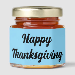 Happy Thanksgiving simple minimal font black blue Honey Jar Favors