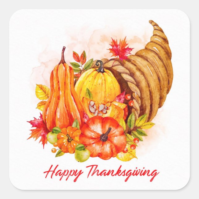Happy Thanksgiving   Square Sticker (Front)