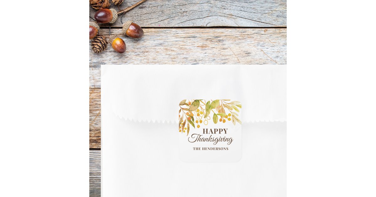 Happy Thanksgiving Square Sticker | Zazzle