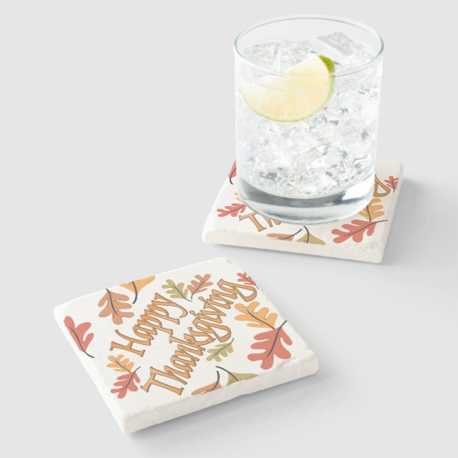 Happy Thanksgiving Stone Coaster (Side)