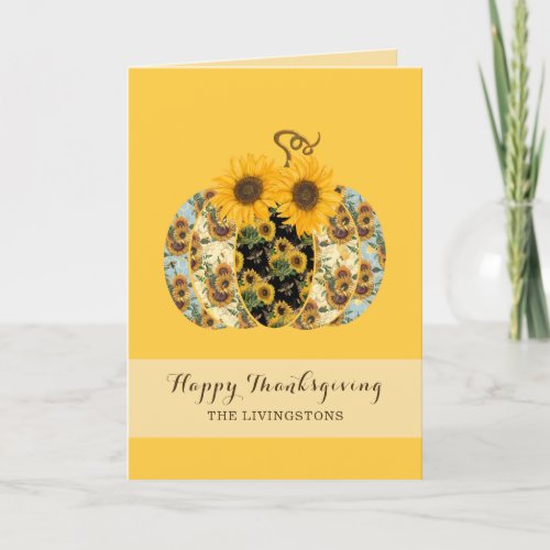 Happy Thanksgiving Sunflower Pumpkin Greeting Card