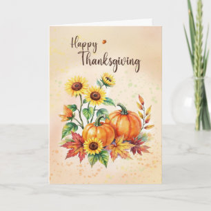 Happy Thanksgiving Sunflowers and Pumpkins Card