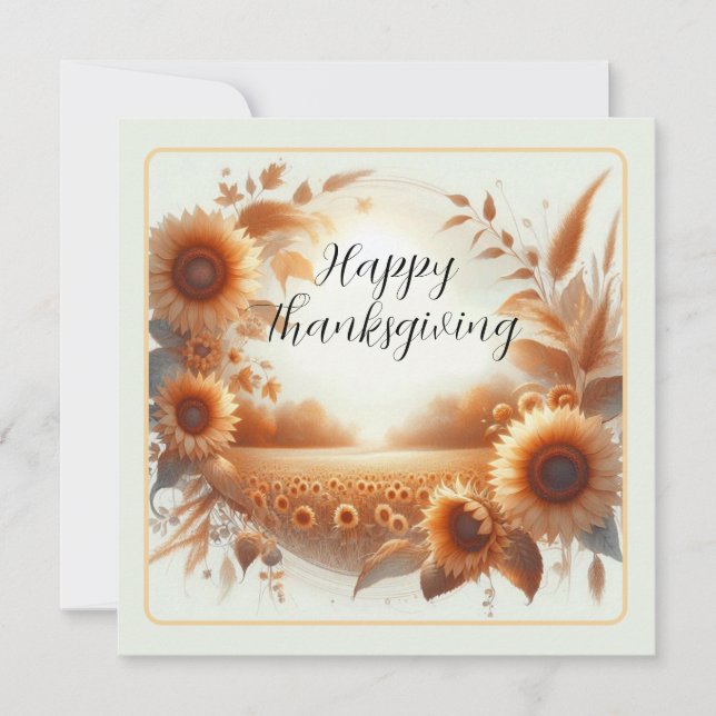 Happy Thanksgiving Sunflowers Card (Front)