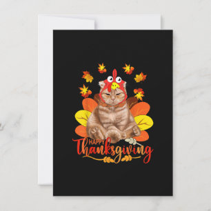 Happy Thanksgiving Tee Cat Turkey Christmas Day Te Invitation