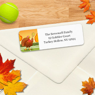 Happy Thanksgiving Tennis Turkey Riddle Label