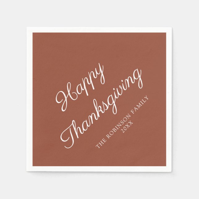 Happy Thanksgiving Terracotta  Napkins (Front)