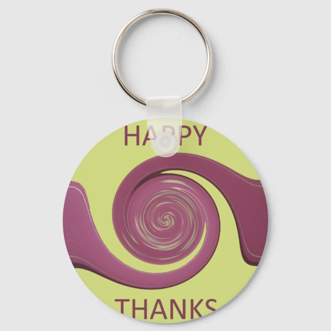 Happy Thanksgiving Text Art Design.  Keychain (Front)