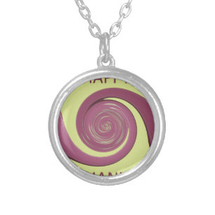 Happy Thanksgiving Text Art Design. Silver Plated Necklace