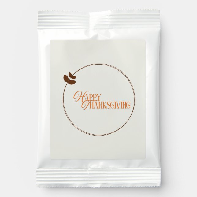 Happy Thanksgiving text leaf circle Hot Chocolate Drink Mix (Front)